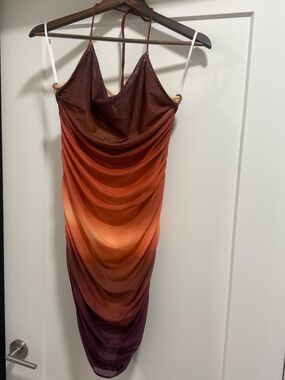 Silky Orange-Burgundy Ombre Draped Slip Dress
WORN ONCE - excellent condition